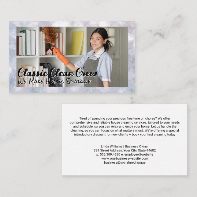 House Keeper Cleaning with a Smile Business Card (Front/Back)