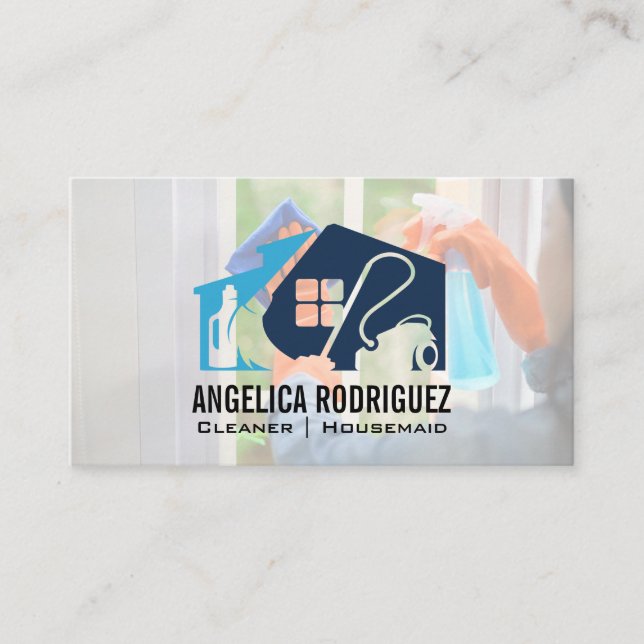 House Keeping Clean | Maid Window Washing Business Card (Front)