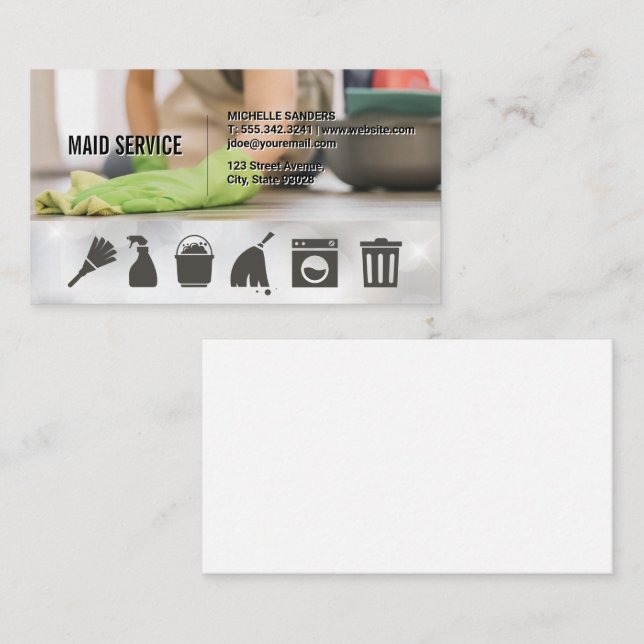 House Keeping Icons | Maid Cleaning Business Card (Front/Back)