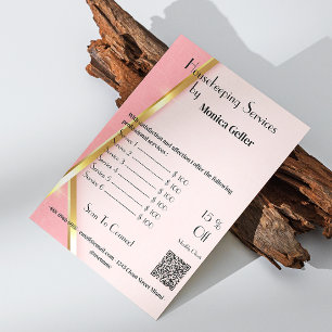 House Keeping Maid Price Rose Gold Blush Qr Code Flyer