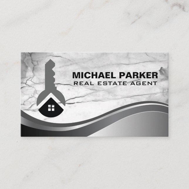 House Key Logo | Marble Stone Business Card (Front)