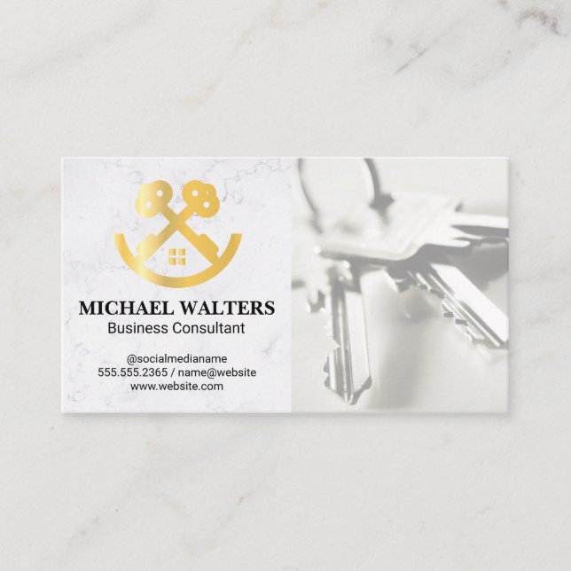 House Keys Logo | Real Estate Agent Business Card (Front)