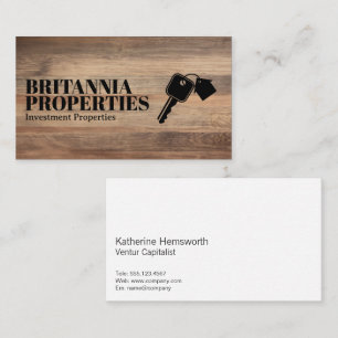 House Keys Logo   Wood Background Business Card