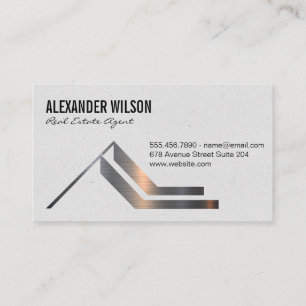 House Keys Real Estate Metallic Brushed Logo Business Card