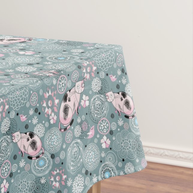 House Kitty Pattern Tablecloth (In Situ)