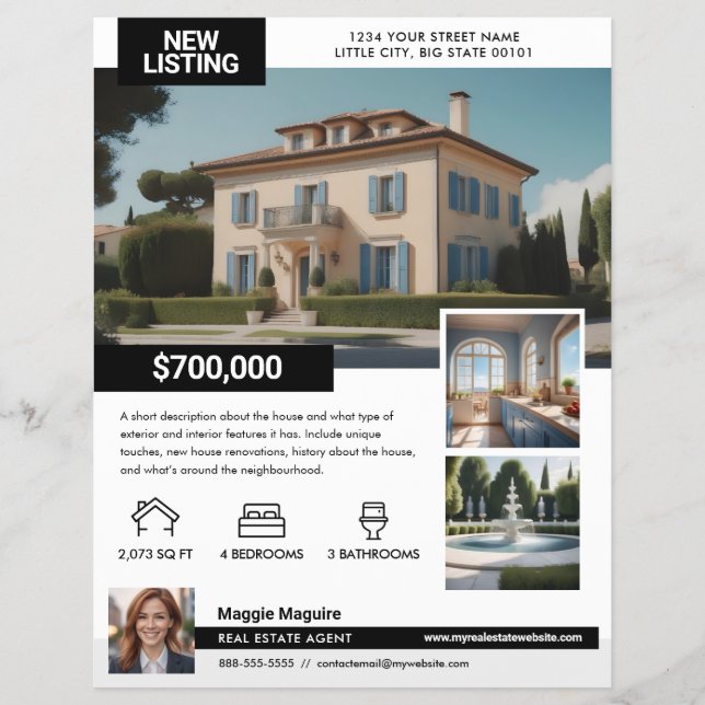 House Listing For Sale Real Estate Flyer Template (Front)