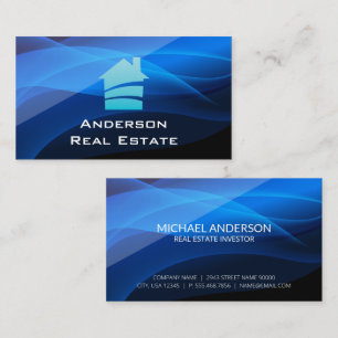 House Logo   Blue Abstract Background Business Card