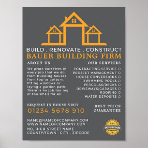 House Logo, Building Firm, Builders Advertising Poster