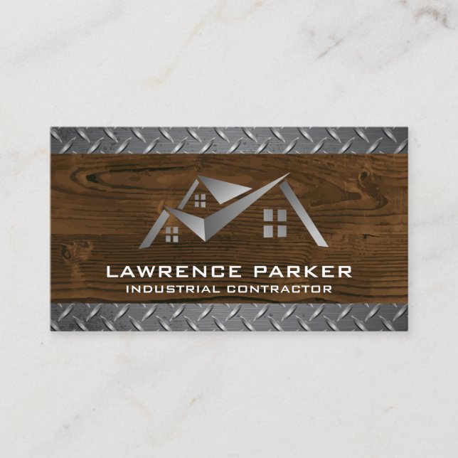 House Logo | Construction | Wood | Steel  Business Card (Front)