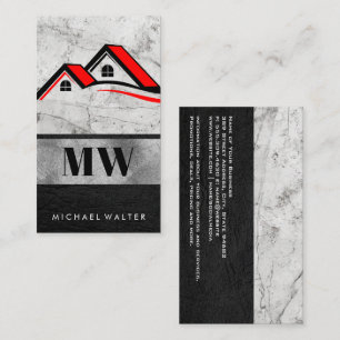 House Logo Monogram Marble Leather Business Card