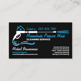 House Logo Pressure Washing Black Power Wash Business Card