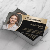 House Logo Real Estate Black & Gold Realtor Photo