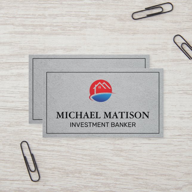 House Logo | Red Blue Business Card (Front/Back In Situ)