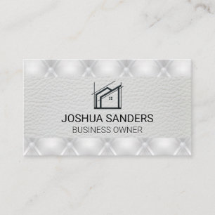 House Logo   White Leather Upholstered  Business Card