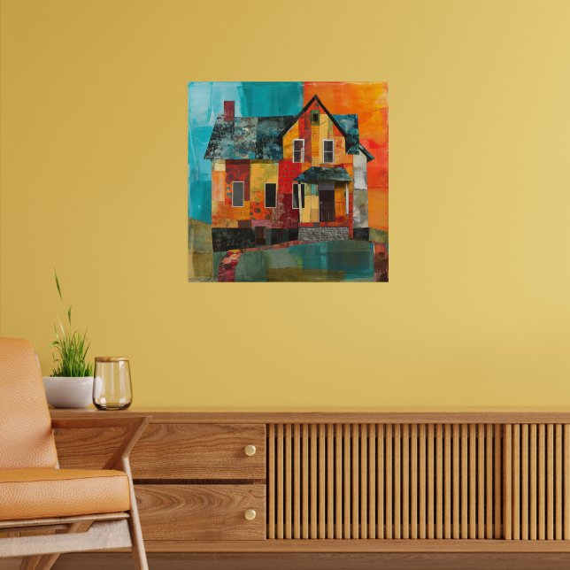 House made of a collage of pieces and textures poster (Living Room 2)