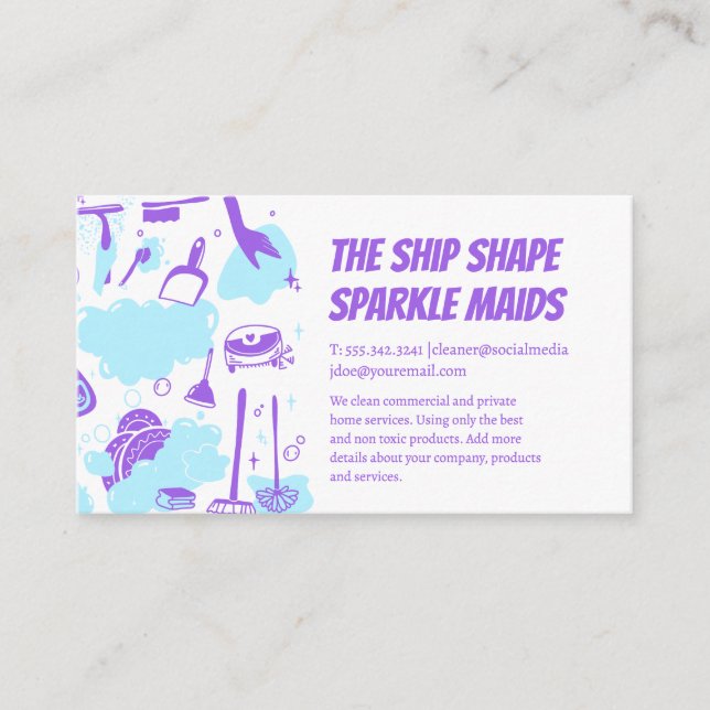 House Maid Cleaning Service and Supplies Business Card (Front)