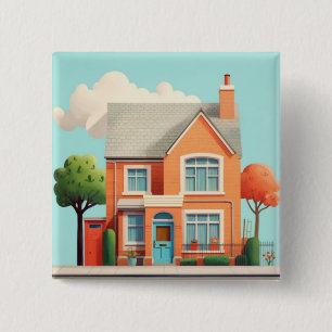 House, modern home 15 cm square badge