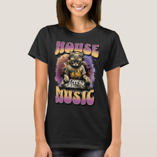 HOUSE MUSIC - Feline Dj On Decks (black/purple/or T-Shirt