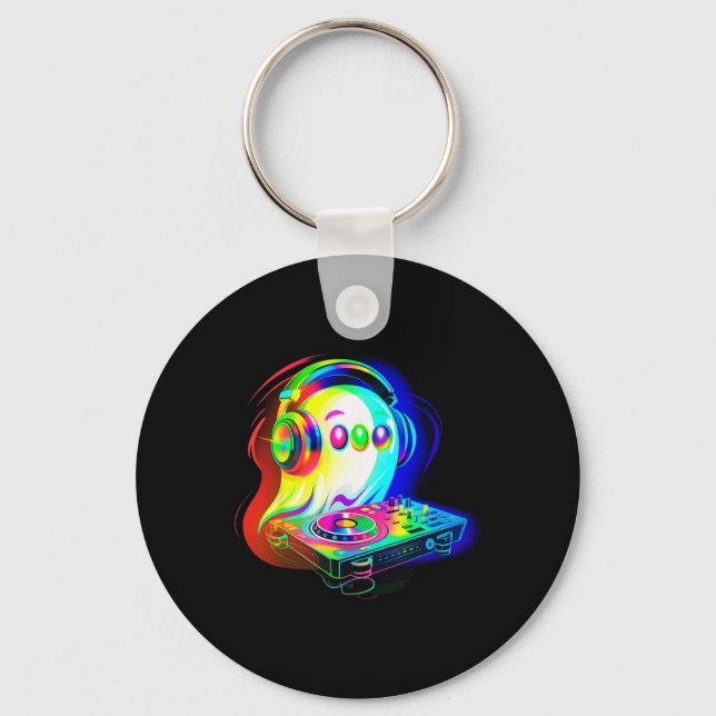 House Music Ghost Dj Optical Illusion Edm Hallowee Key Ring (Front)