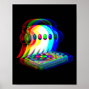 House Music Ghost Dj Optical Illusion Edm Hallowee Poster