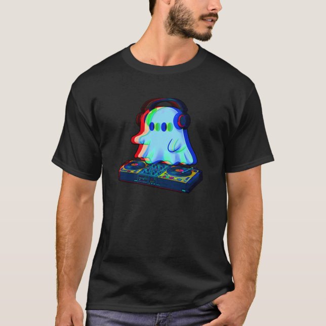 House Music Ghost Rave DJ Halloween Celebration Fe T-Shirt (Front)