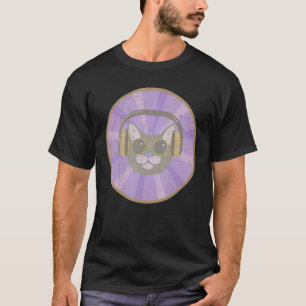 House Music  Kitty Dj Cat Headphones Vintage Retro T-Shirt