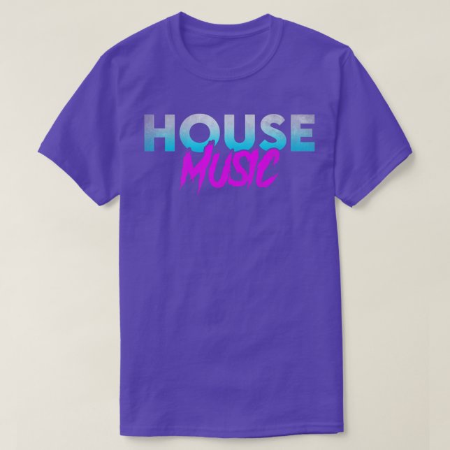 House Music - Retro 80s Aesthetic EDM Rave DJ  T-Shirt (Design Front)