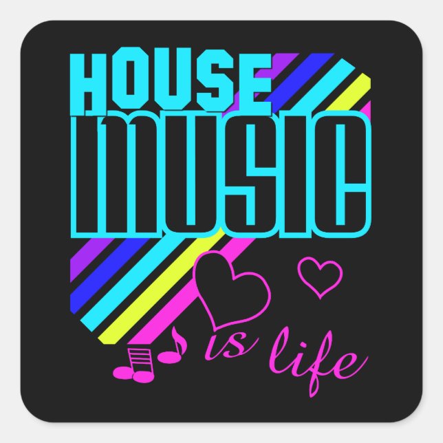 House Music Square Sticker (Front)