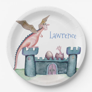 House next to the lake paper plate