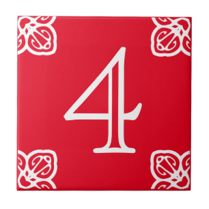 House Number - Spanish White on Red Tile
