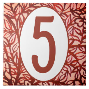 House Number Tile Copper Tone Vine & Leaf Pattern