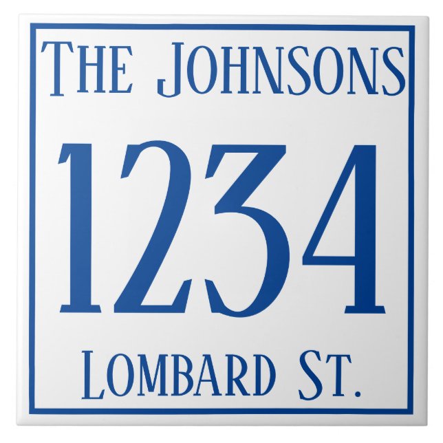 House Number with Street & Name Ceramic Tile (Front)