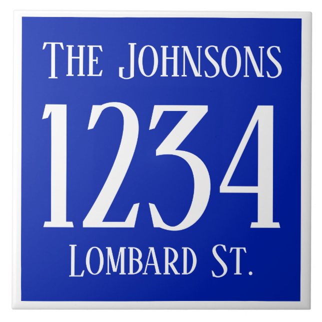House Number with Street & Name Tile (Front)