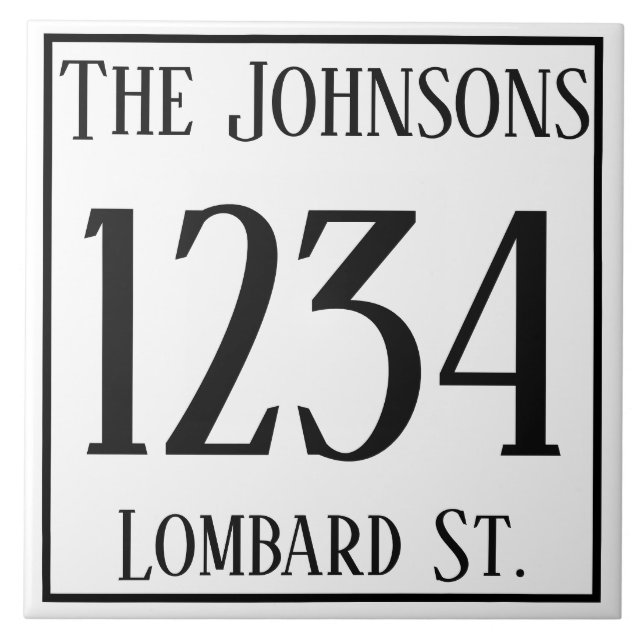 House Number with Street & Name Tile (Front)