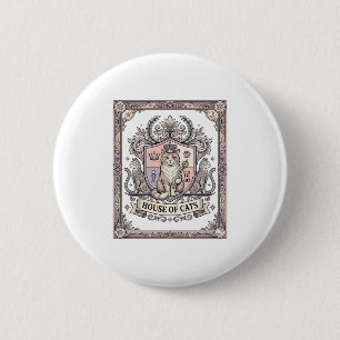 House Of Cats Cat Heraldry Coat of Arms Vintage 6 Cm Round Badge