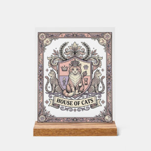 House Of Cats Cat Heraldry Coat of Arms Vintage Acrylic Sign