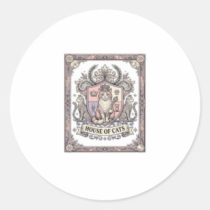 House Of Cats Cat Heraldry Coat of Arms Vintage Classic Round Sticker