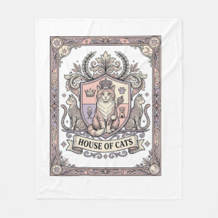 House Of Cats Cat Heraldry Coat of Arms Vintage Fleece Blanket