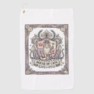 House Of Cats Cat Heraldry Coat of Arms Vintage Golf Towel