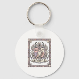House Of Cats Cat Heraldry Coat of Arms Vintage Key Ring