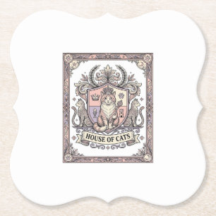 House Of Cats Cat Heraldry Coat of Arms Vintage Paper Coaster