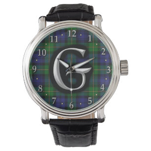 House of Gordon Letter G Monogram Clan Tartan Watch