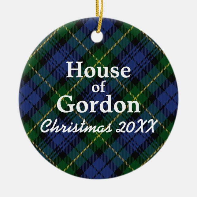 House of Gordon Scottish Tartan Ceramic Tree Decoration (Front)