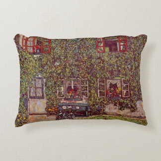 House of Guardaboschi by Gustav Klimt, Vintage Art Decorative Cushion
