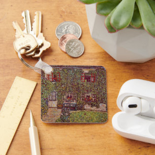 House of Guardaboschi by Gustav Klimt, Vintage Art Key Ring
