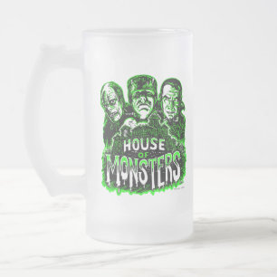 House of Monsters classic horror Frosted Glass Beer Mug