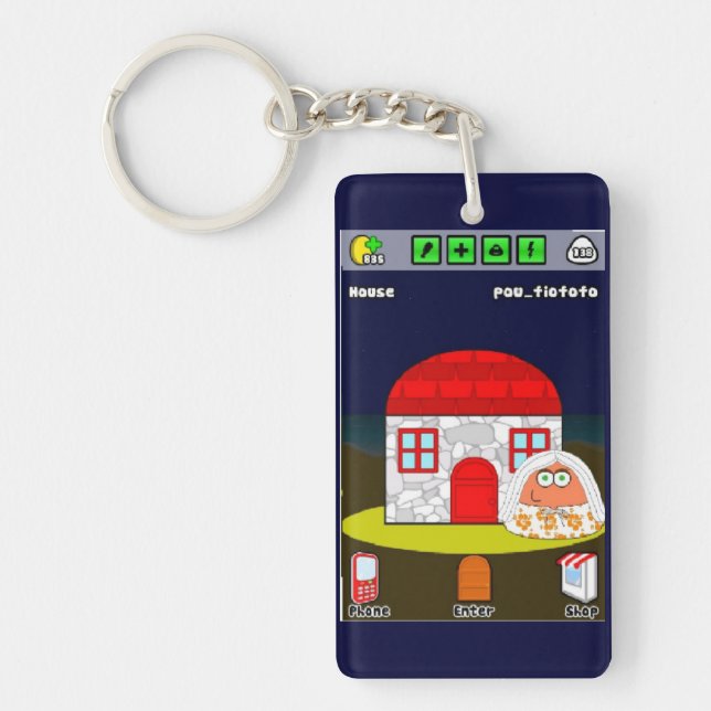 House of Pou Rectangle (double-sided) Keychain (Front)