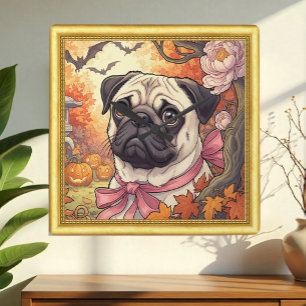 House of Pug, Halloween Art Nuovo, Framed Clock