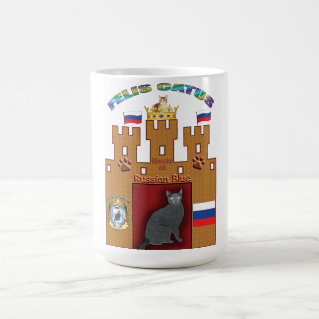 House of Russian Blue cat crest mug - Russia flag (Center)