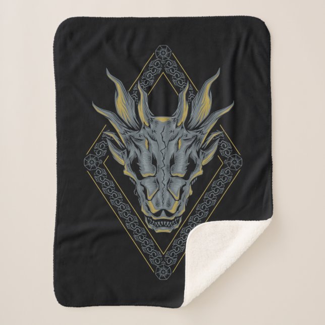 HOUSE OF THE DRAGON | Balerion Skull Diamond Crest Sherpa Blanket (Front)